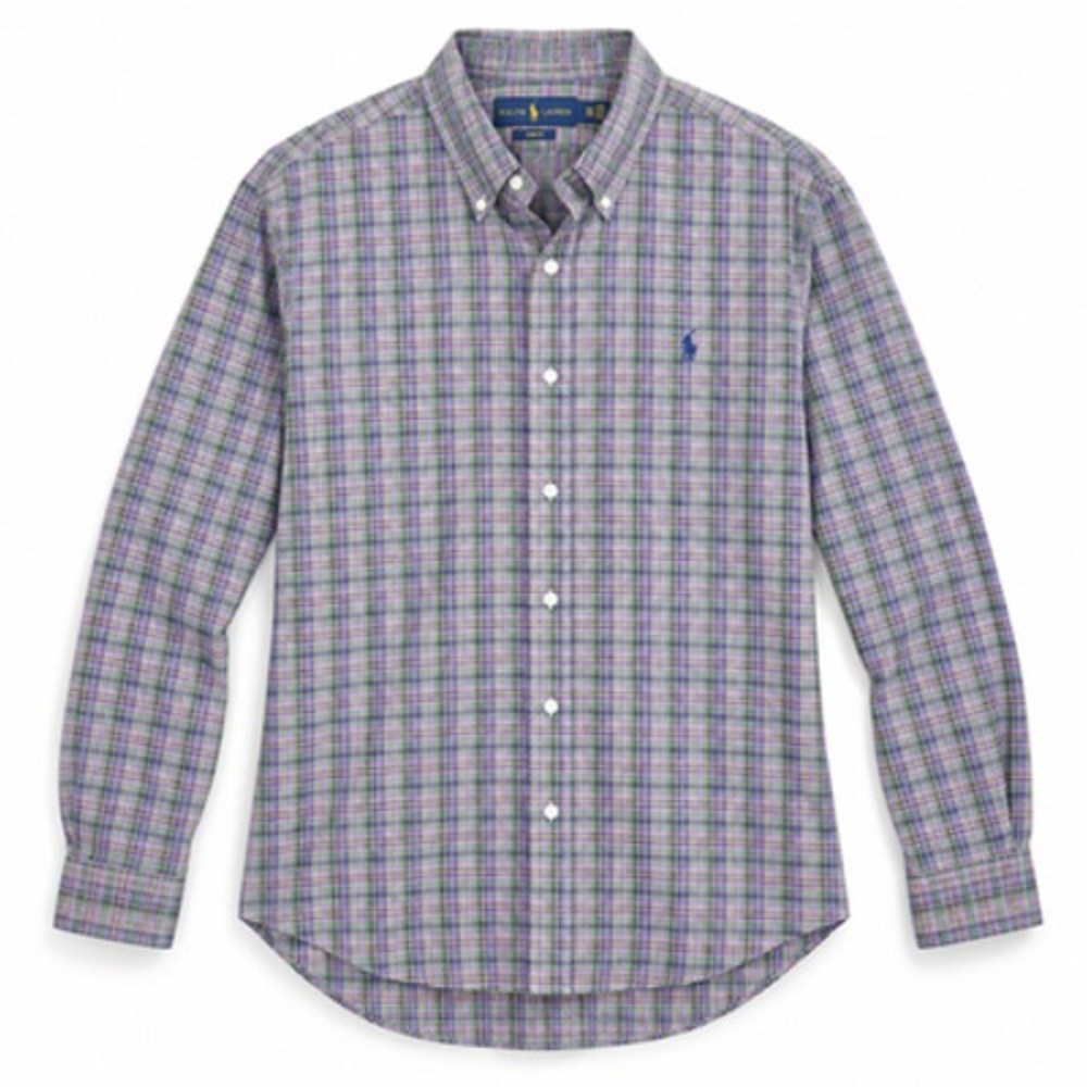 Ralph Lauren Shirt Mens XXL Slim Fit Green Purple Plaid Cotton Pony Logo